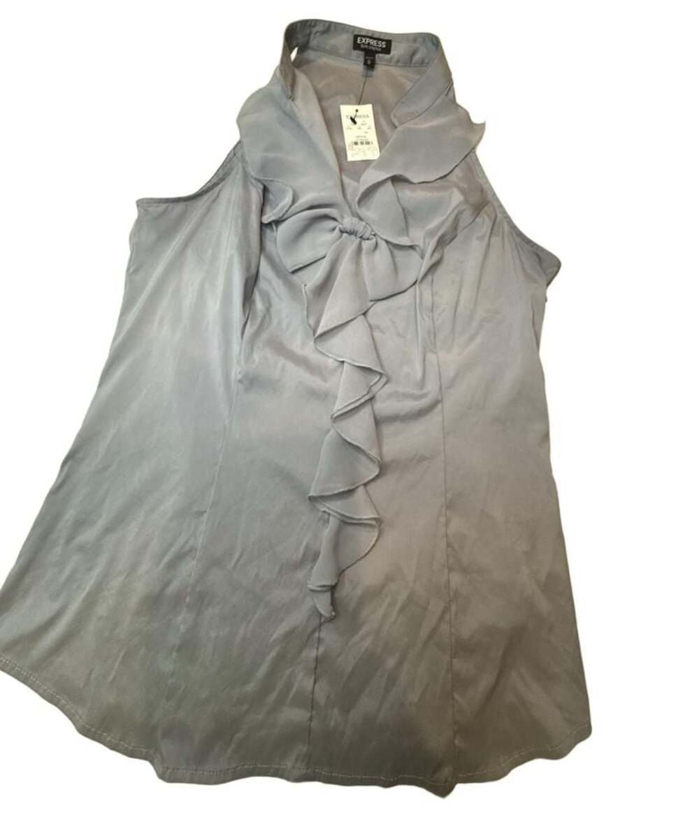 Express Women's Ruffle Bow Front Sleeveless Blouse Top, Medium